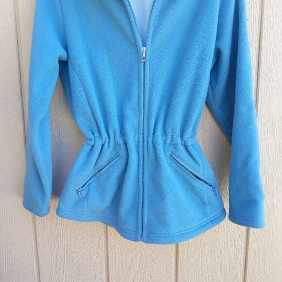 Vtg Lands' End Jacket‎ Fleece Windblock Mock Neck Collar Cinched Waist Zip S - Picture 7 of 11